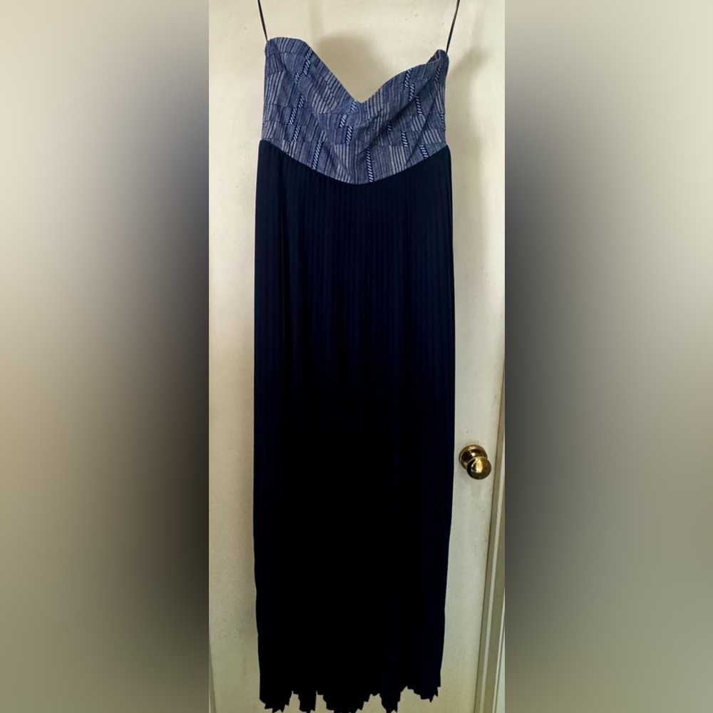 Sabine Dark Blue Strapless Maxi Dress Size Large